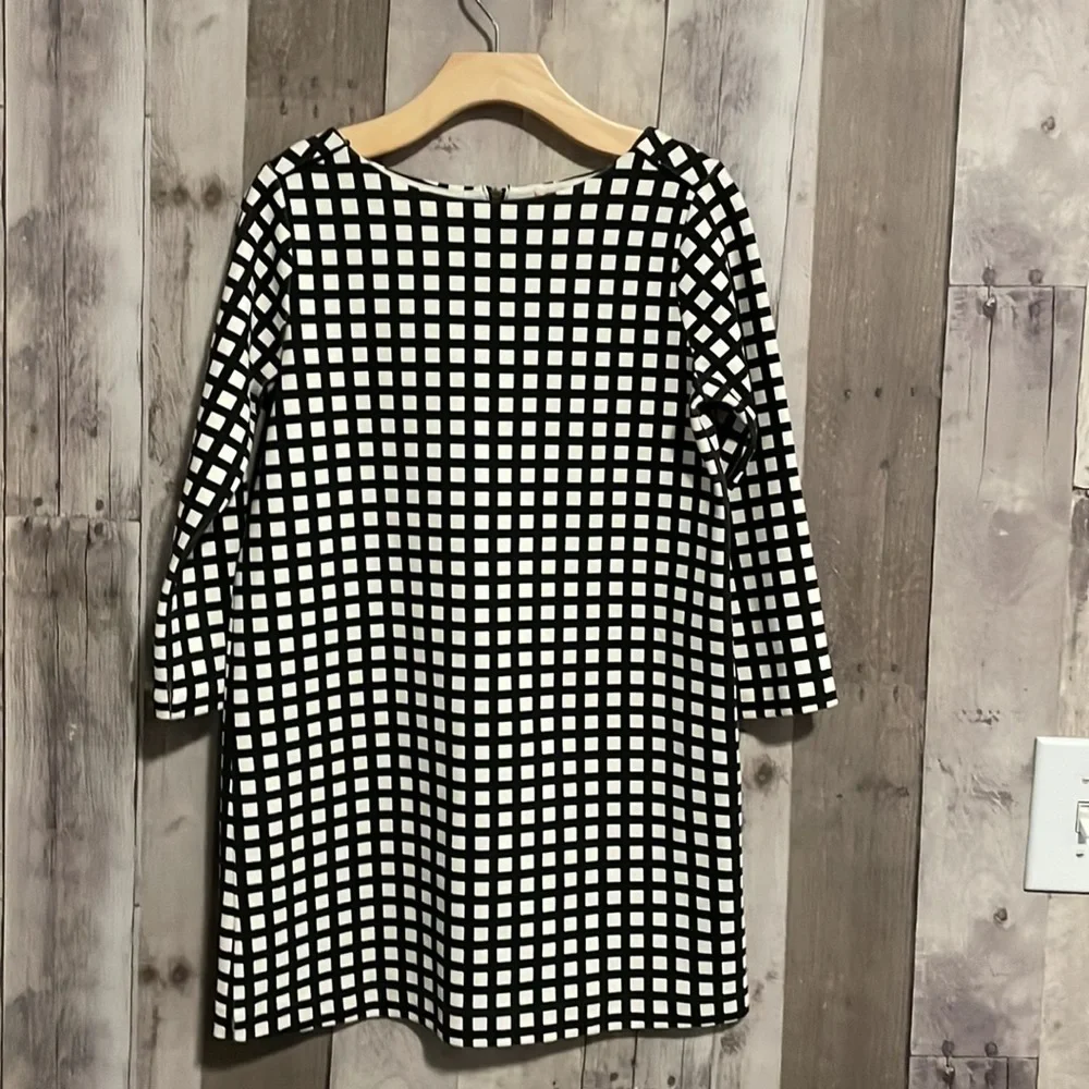 Crewcuts Jules Dress in ivory & black Windowpane print size 12